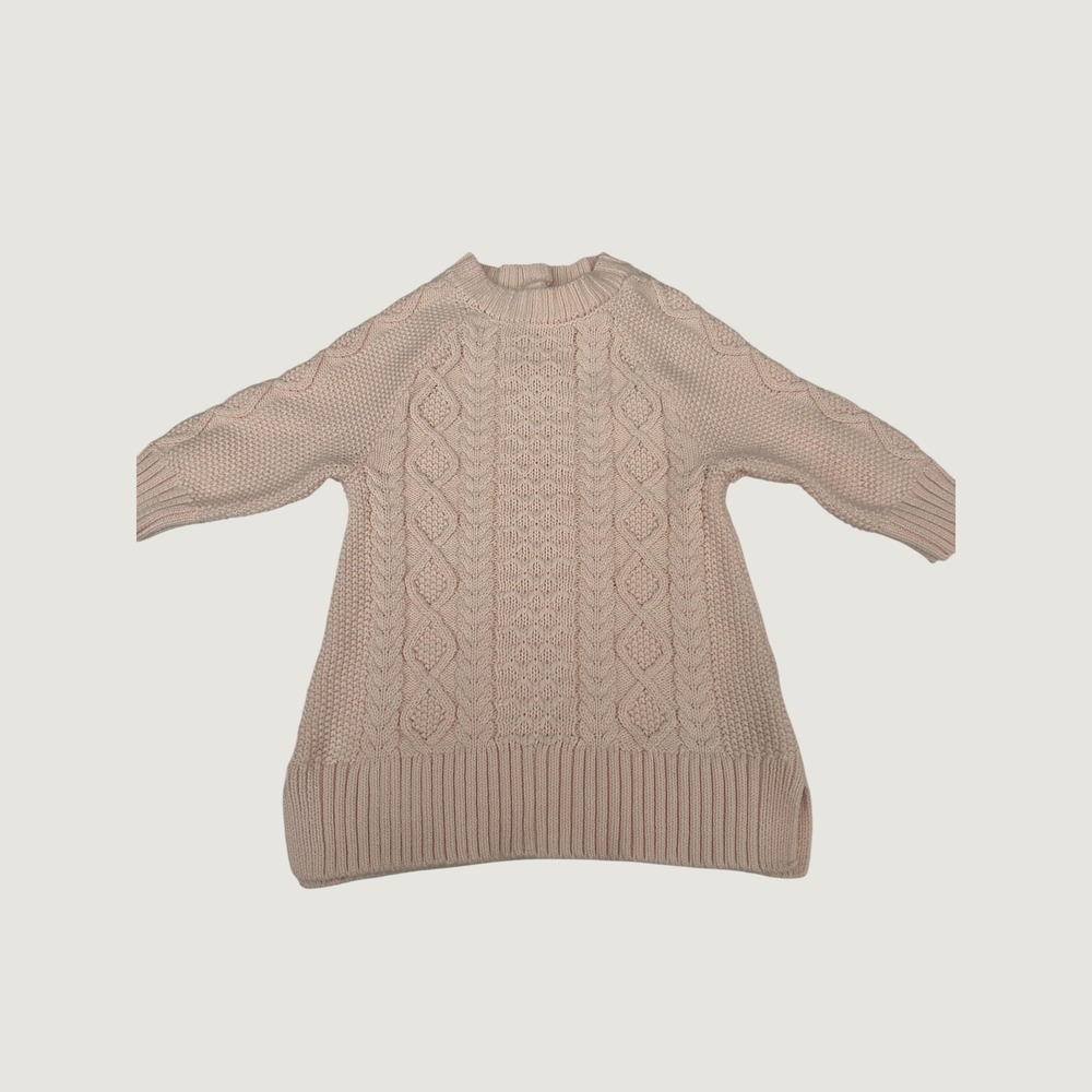 Baby Gap Sweater Dress Kids 6-12 Months Pink Cable Knit Long Sleeve New